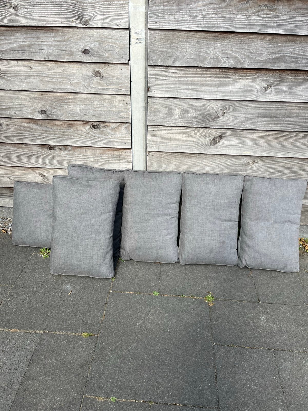 Grijze tuinkussens voor loungebank of palletbank, Tuin en Terras, Ophalen, Gebruikt