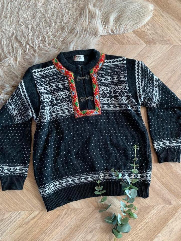 Norwegian Design wollen vest M bohemian wool jumper, Kleding | Dames, Maat 38/40 (M), -, Zwart, -