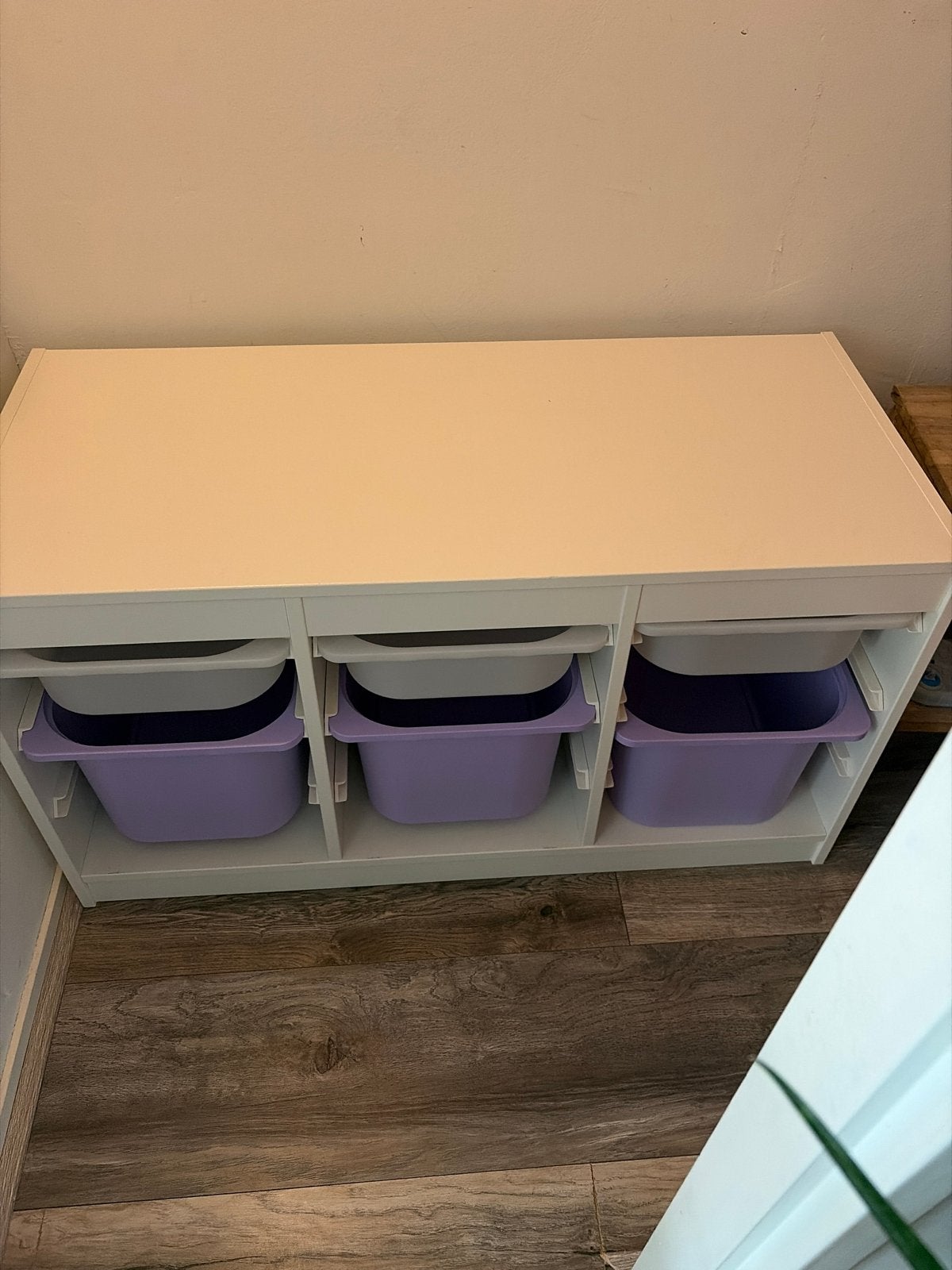 IKEA Trofast kast met witte en lila paarse bakken, Gebruikt, Minder dan 50 cm, Ophalen, Minder dan 90 cm