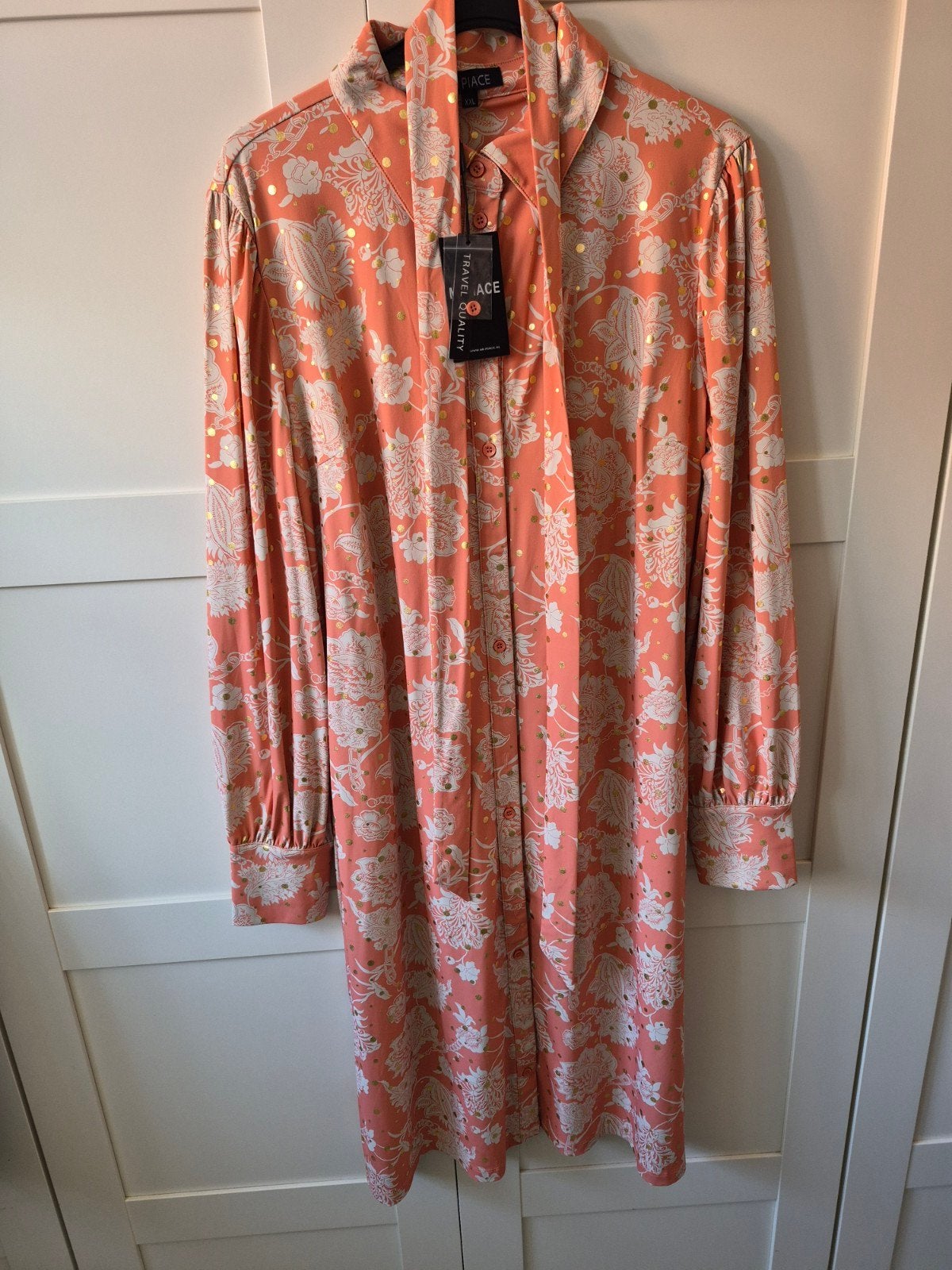 Mi Piace Travelstof Blousejurk XXL Zalmroze Kit Goud, Kleding | Dames, Jurken, Mi Piace, Maat 46/48 (XL) of groter, Nieuw, Ophalen of Verzenden