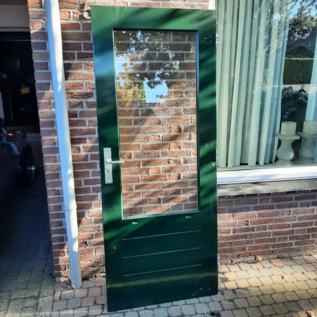 Hard houten merbau deur 203x83, Ophalen of Verzenden, Glas, Buitendeur, 200 tot 215 cm