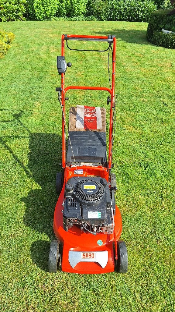 SABO 47 A Economy Benzine Grasmaaier met Opvangzak, Tuin en Terras, Grasmaaiers, Ophalen, Cirkelmaaier, Gebruikt, 40 t/m 49 cm