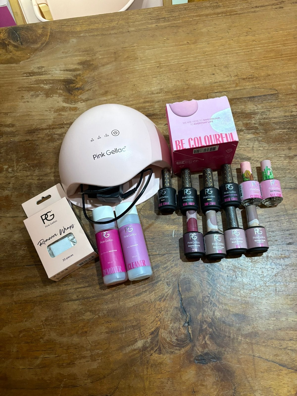 Pink gellac starterset met extras, Ophalen of Verzenden, Zo goed als nieuw, Overige kleuren, Handen en Nagels