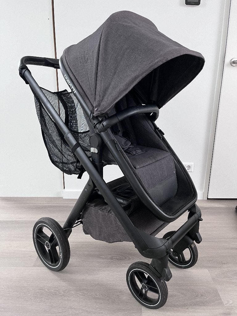 Dubatti one kinderwagen antraciet, Gebruikt, Combiwagen, Verstelbare duwstang, Ophalen