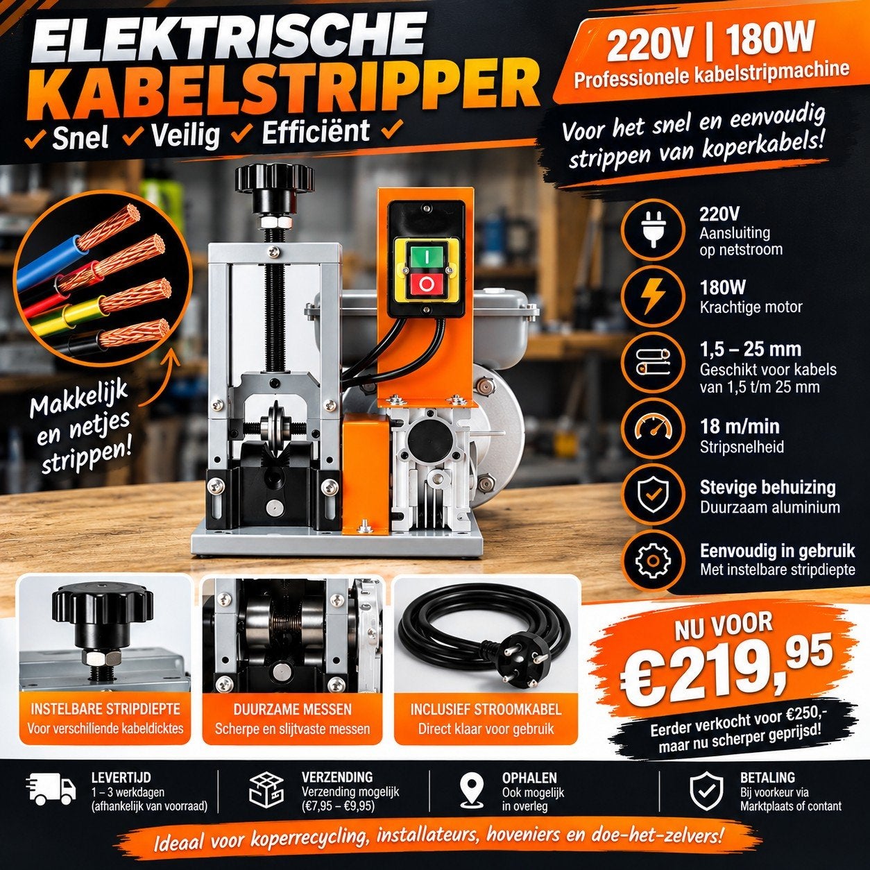 Elektrische Kabelstripper 220V, Ophalen of Verzenden, Nieuw