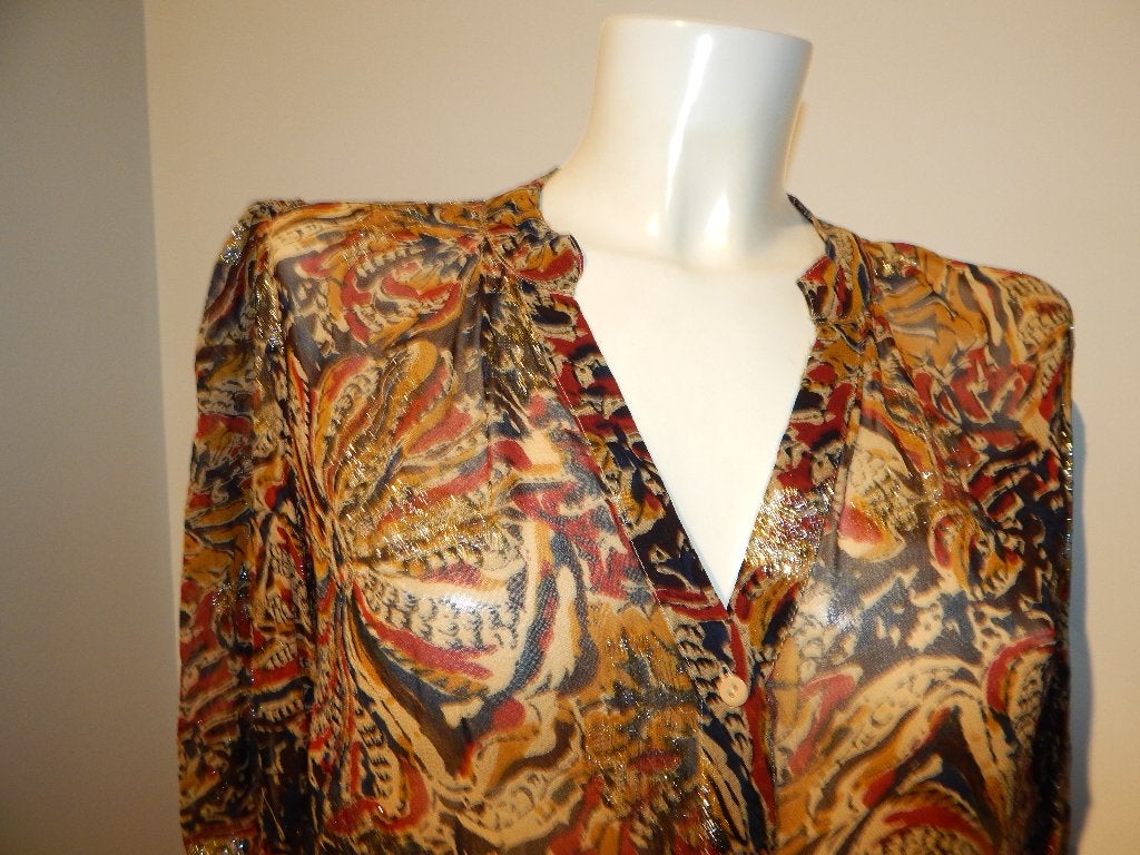 BA&SH mooie blouse gouden metal door de stof print M, Kleding | Dames, Blouses en Tunieken, Maat 38/40 (M), Zo goed als nieuw