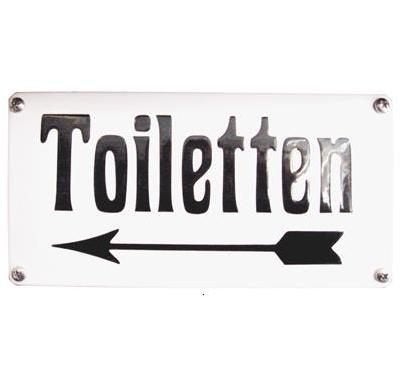 tekstbord toilet met pijl - emaille - 10 x 20 cm, Ophalen, HorecaBeelden, Nieuw, HorecaBeelden