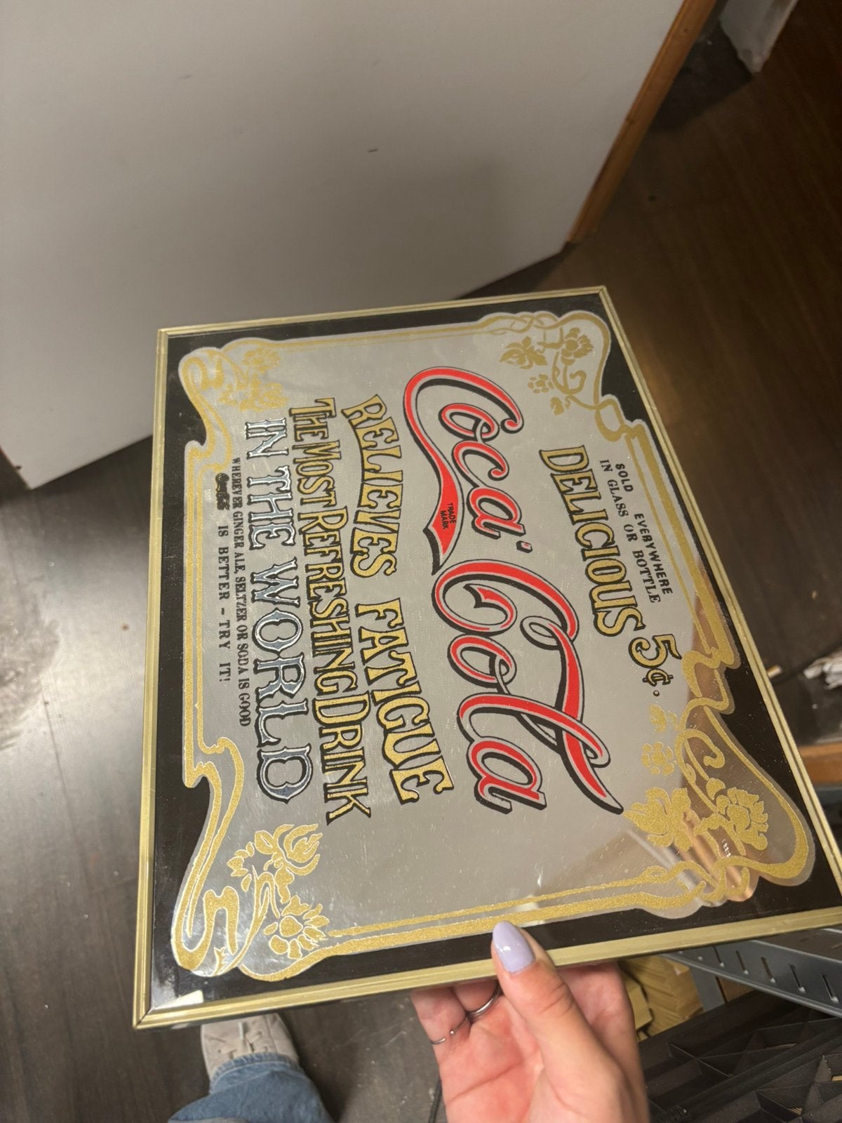 Vintage Coca-Cola spiegel - Decoratieve wandspiegel, Ophalen, Rechthoekig, Minder dan 50 cm, Minder dan 100 cm