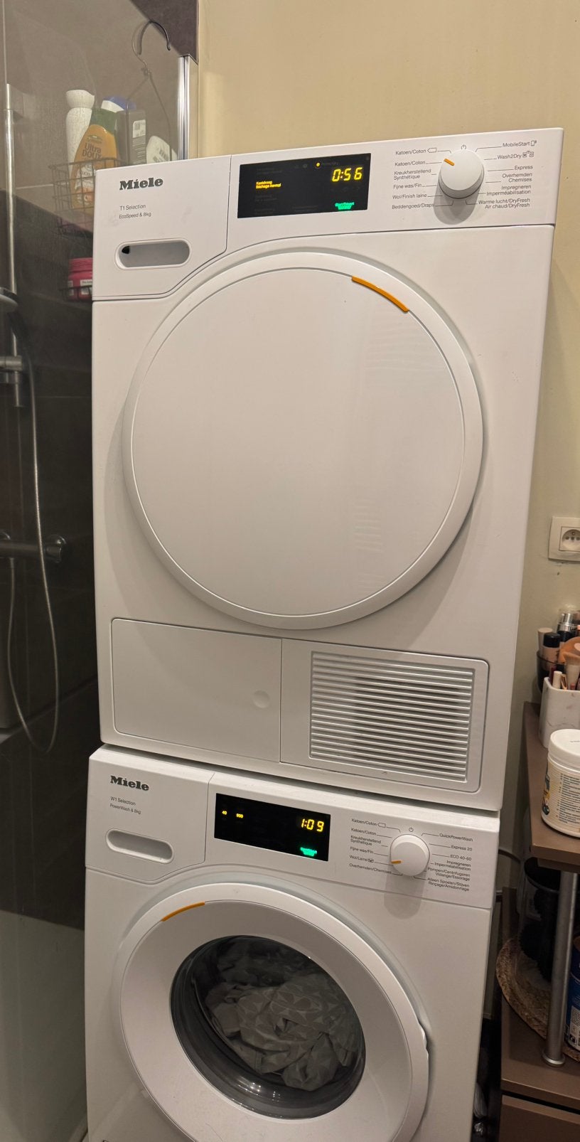 Miele wasmachine en droogkast, Witgoed en Apparatuur, Ophalen, 8 tot 10 kg, 85 tot 90 cm, 1600 toeren of meer