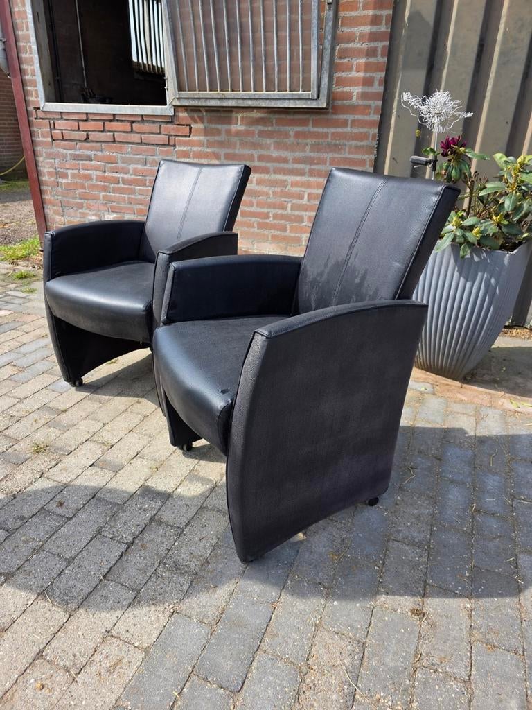 6 Eetkamer stoelen, Ophalen, Gebruikt, Bruin, Leer