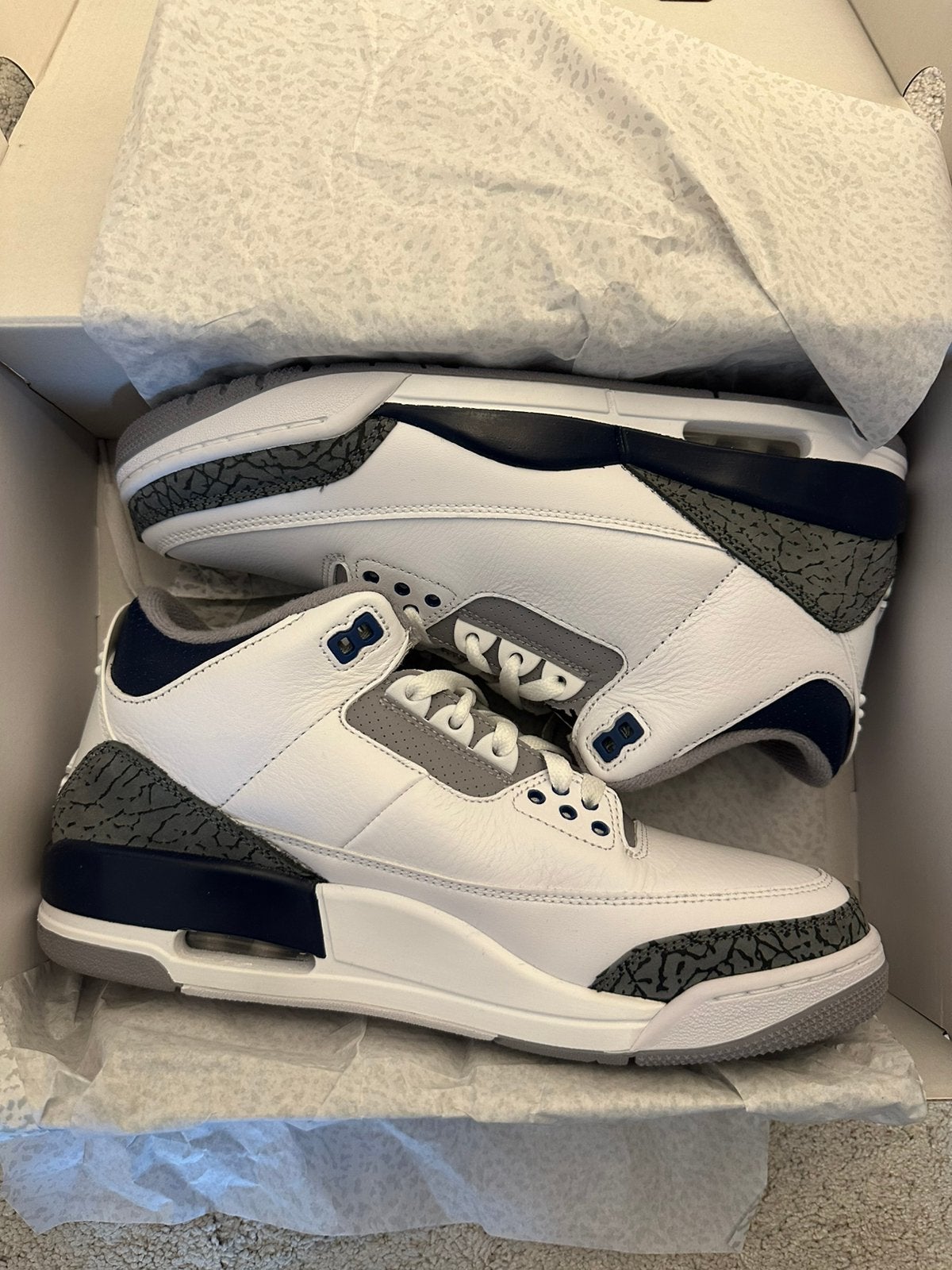 Nike air Jordan 3 Retro white/ midnight navy, Kleding | Heren, Wit, Nieuw, Ophalen of Verzenden, Sneakers of Gympen