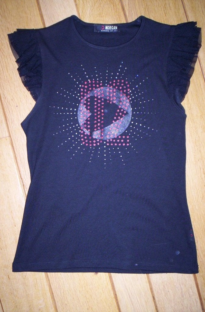 MORGAN t- shirt zwart met hart maat S, Zwart, Zo goed als nieuw, Korte mouw, Morgan