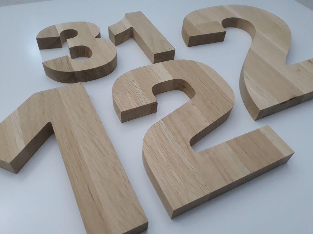 Houten huisnummer, Minder dan 25 mm, Eiken, Overige typen, Nieuw