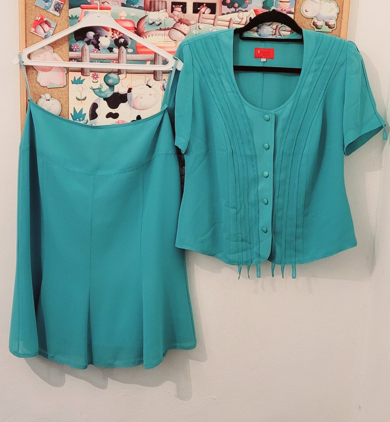 Edgar Vos Collection Rok en Blouse Set Maat 40, Kleding | Dames, Maat 38/40 (M), Blauw, Ophalen of Verzenden, Zo goed als nieuw