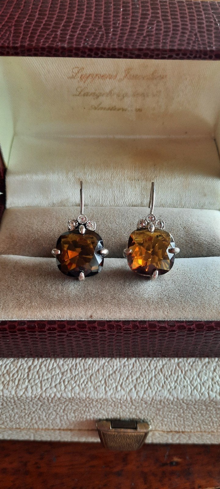Vintage Victoriaanse oorbellen met Swarovski kristal., Ophalen of Verzenden, Overige materialen, Oorbellen