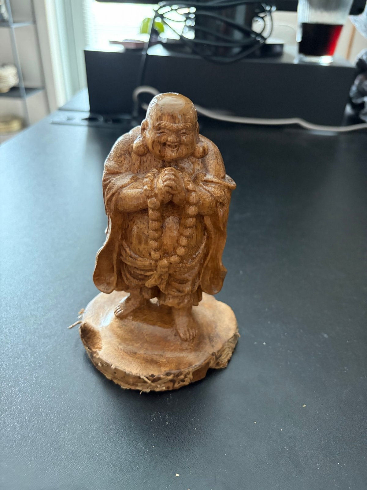 Houten Boeddha Beeldje - Handgesneden Houtsnijwerk, Minder dan 20 cm, Ophalen of Verzenden, Handgemaakt, Beeld
