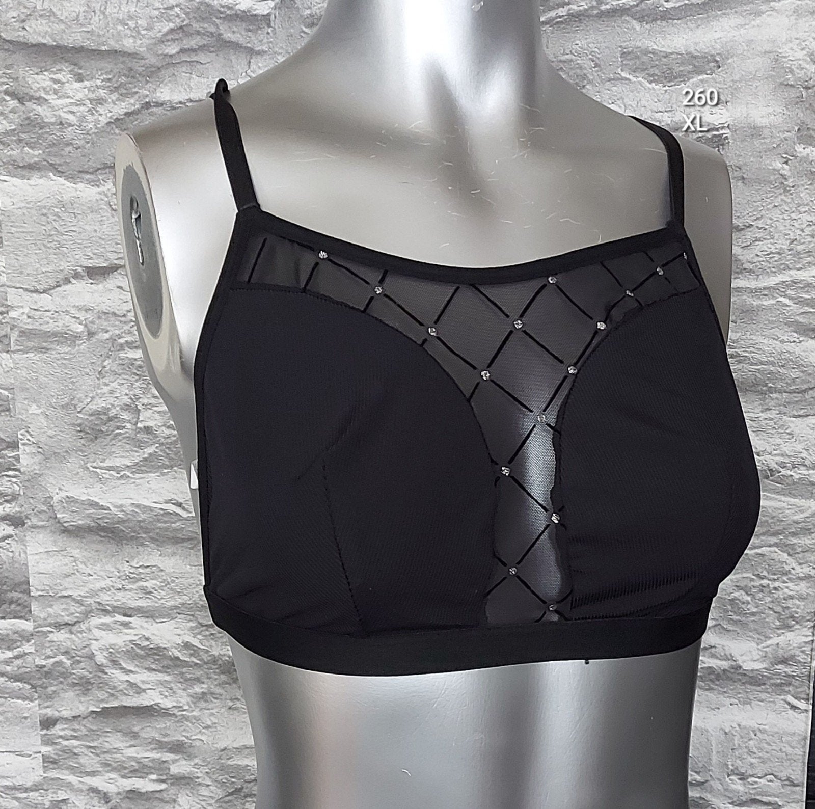 Sexy Zwarte BH met strass details - Maat XL, Onbekend, Ophalen of Verzenden, Zwart, BH