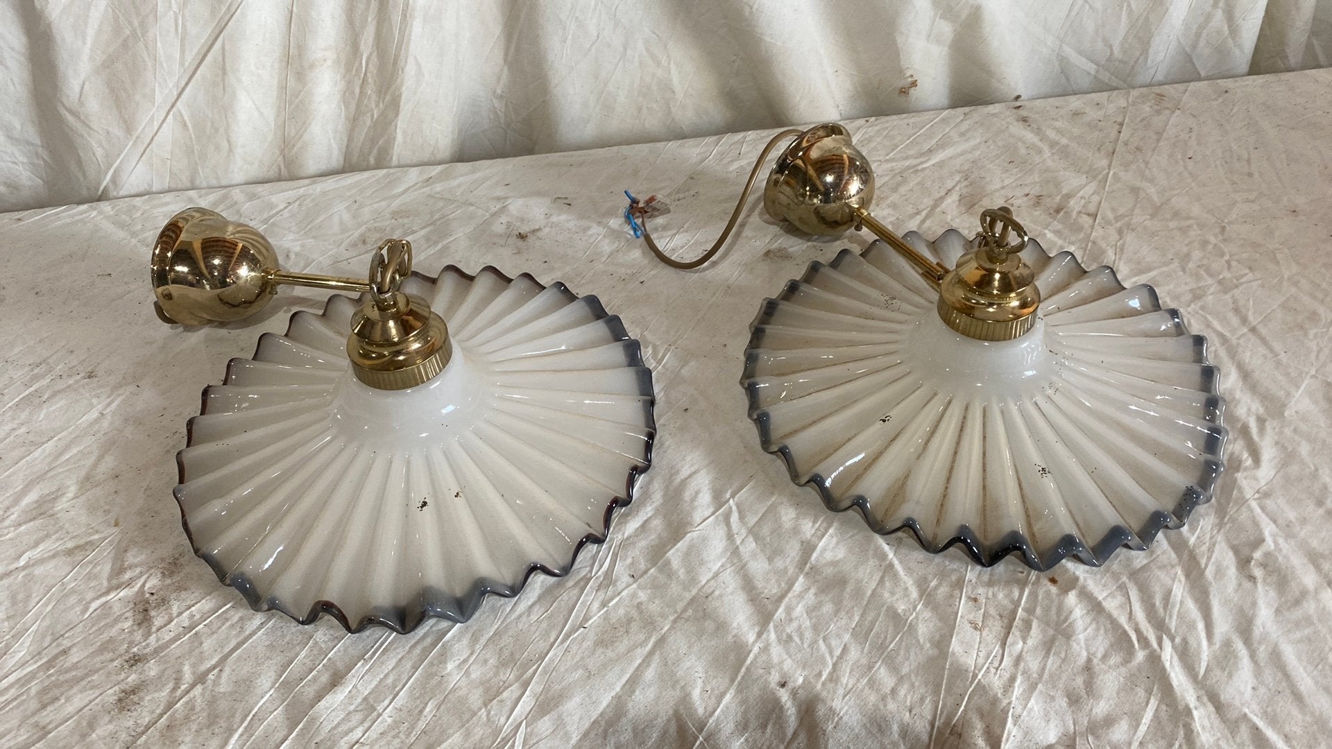 Set van twee hanglampen, Ophalen, Zo goed als nieuw, Glas