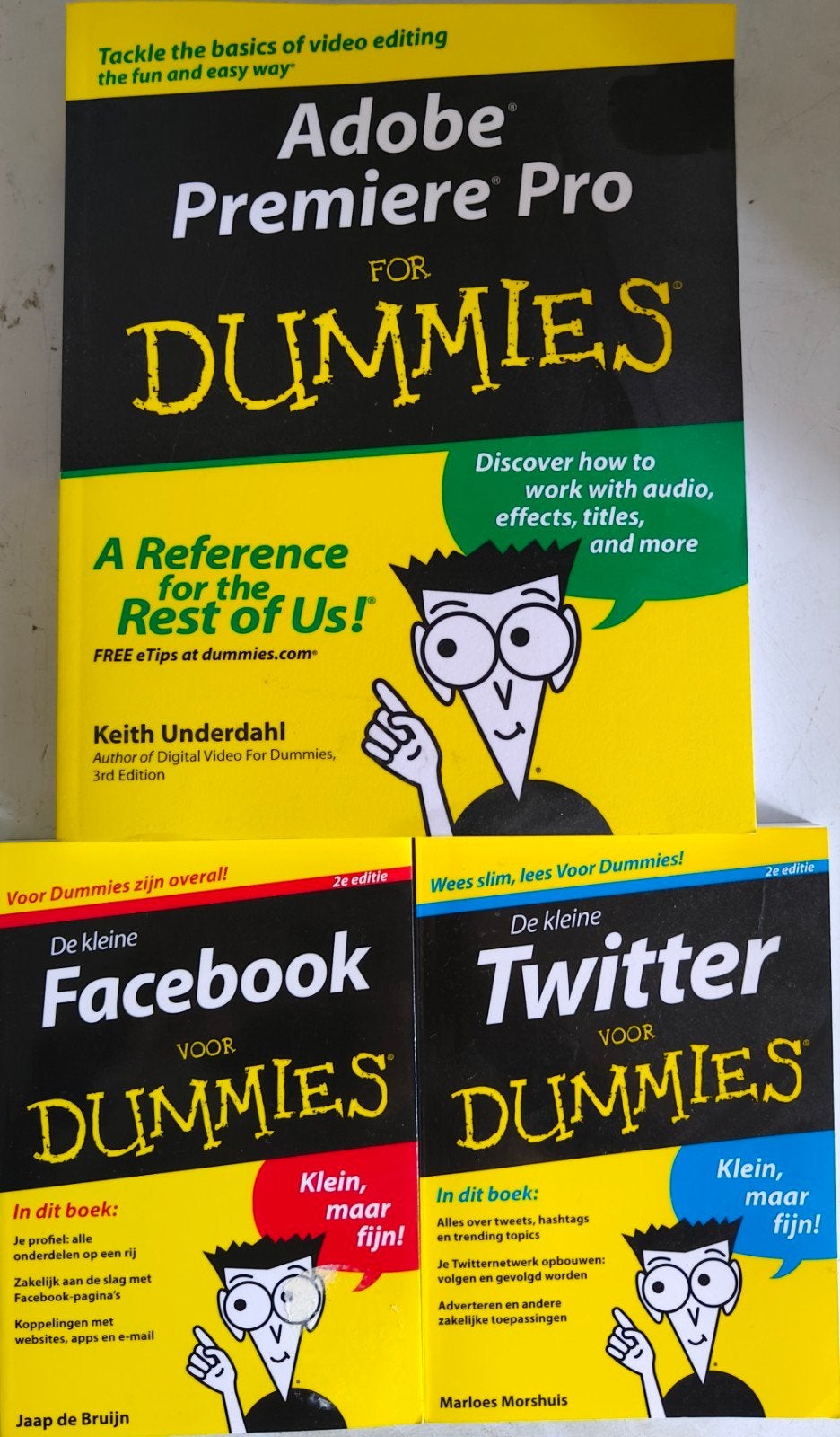 3 "Voor Dummies" boeken: Adobe Premiere Pro, Facebook, Twit, Ophalen of Verzenden, Gelezen, Software, Keith Underdahl, Jaap de Bruijn, Marloes Morshuis