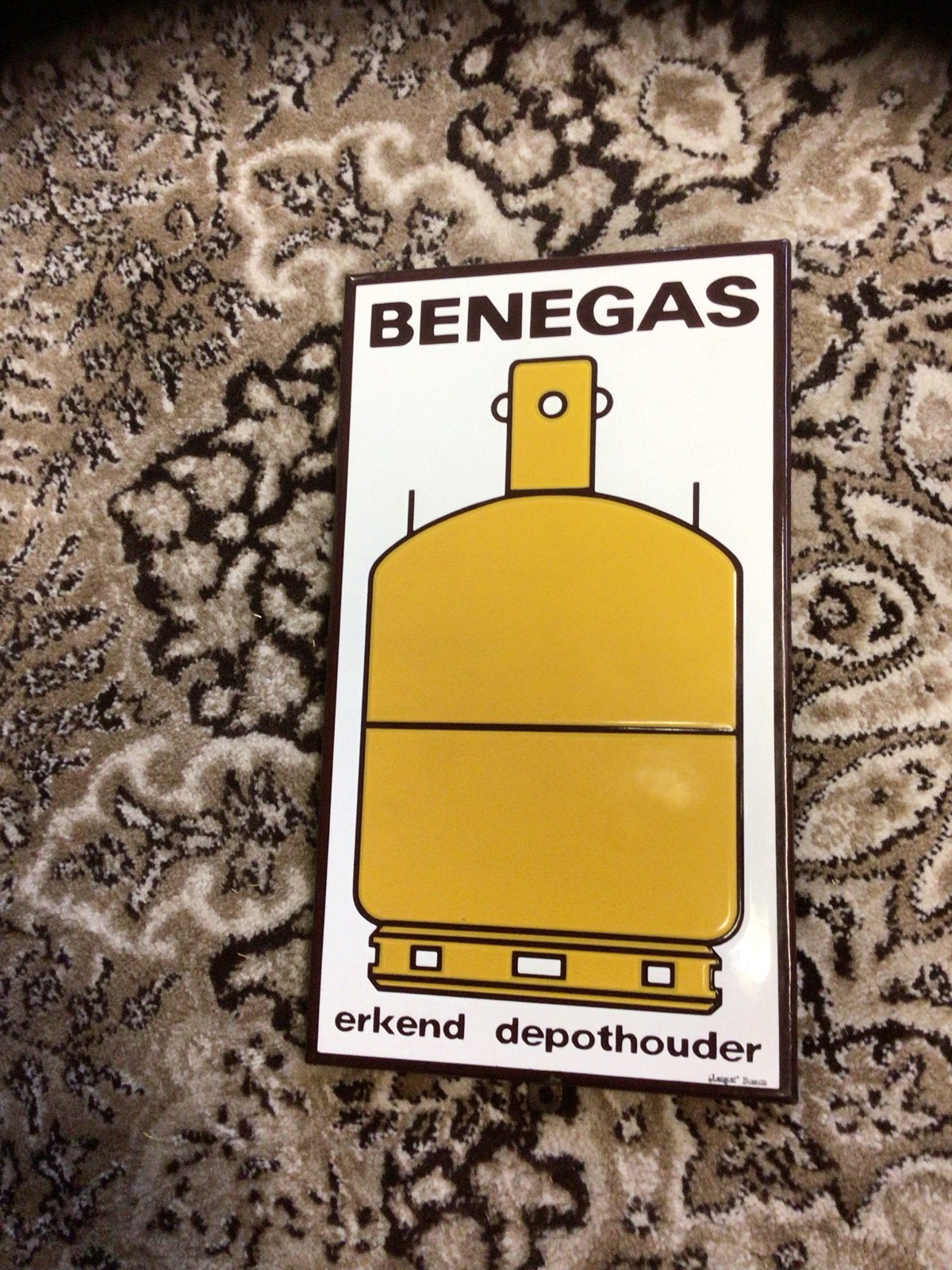 Emaille reclamebord BENEGAS - erkend depothouder, Ophalen of Verzenden