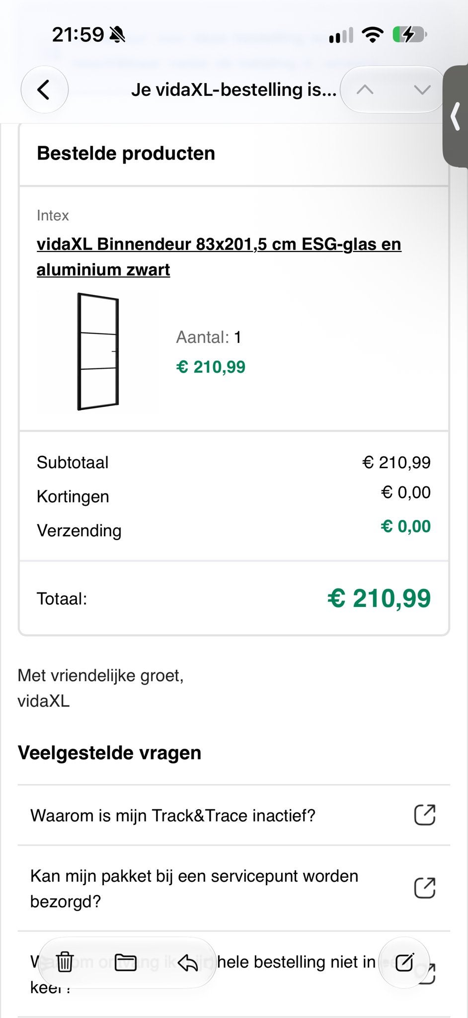 vidaXL Binnendeur 83x201,5 cm ESG-glas en aluminium zwart, 80 tot 100 cm, Binnendeur, Nieuw, Ophalen of Verzenden