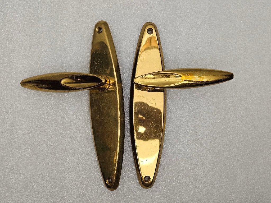 Setje Art Deco , Geelkoperen Deurbeslag set nr.40, Antiek en Kunst, Ophalen of Verzenden