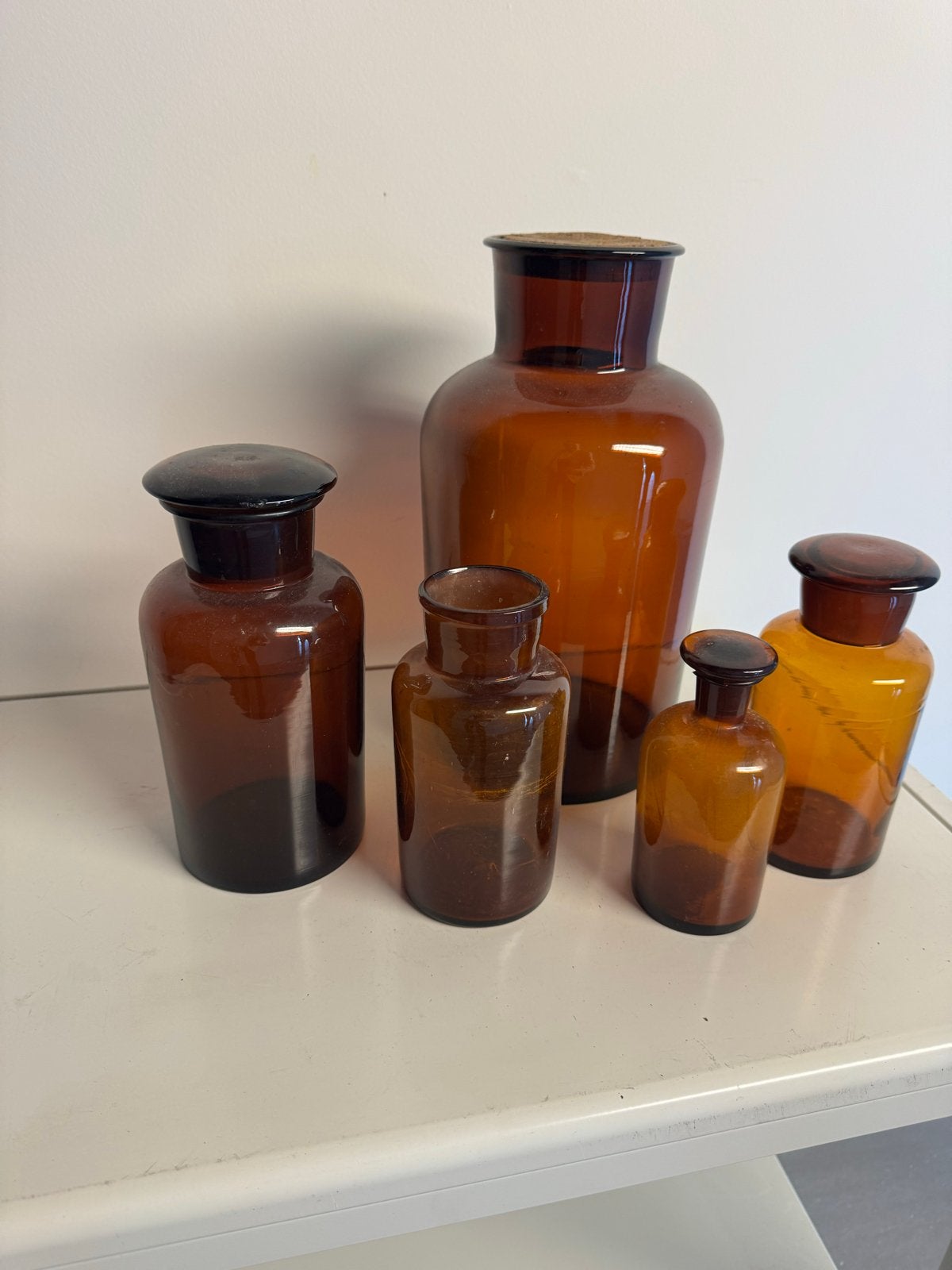 Set van 5 antieke apothekersflessen, Antiek en Kunst, Antiek | Vazen, Ophalen of Verzenden