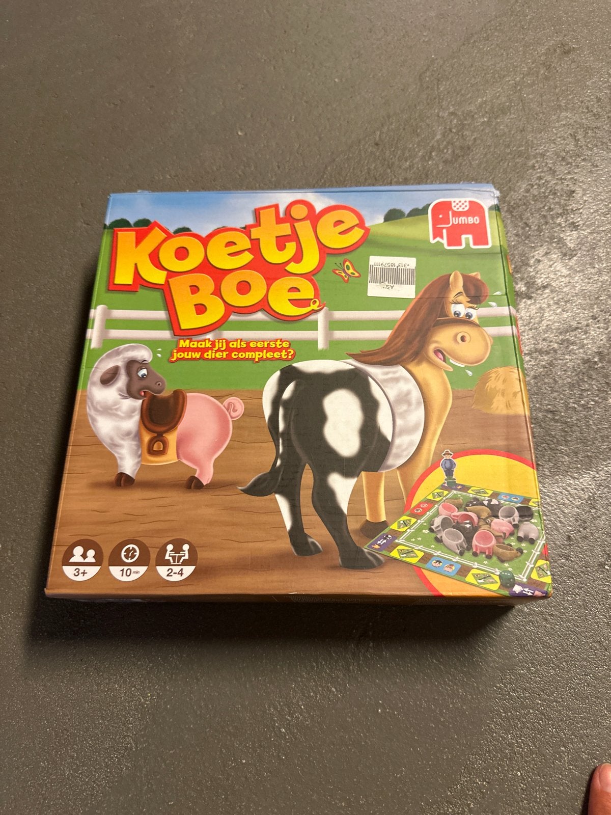Jumbo Koetje Boe - Compleet je dier bordspel, Hobby en Vrije tijd, Gezelschapsspellen | Bordspellen, Drie of vier spelers, Ophalen of Verzenden
