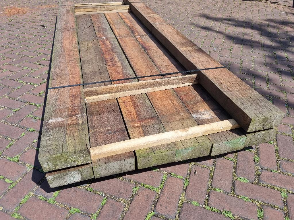 8 Hardhouten balken 8.0x18.0 cm - nr: HB2, Tuin en Terras, Palen, Balken en Planken, Ophalen, 250 cm of meer, Balken, Hardhout