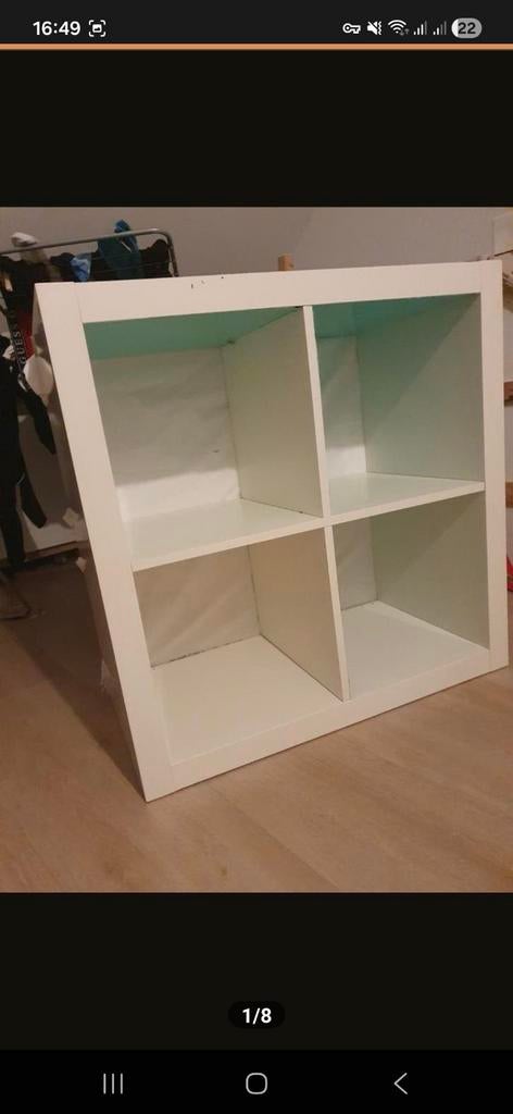 Ikea Kallax kast 2x2 wit met blauwe vakken, Huis en Inrichting, Kasten | Overige, Ophalen of Verzenden, Gebruikt
