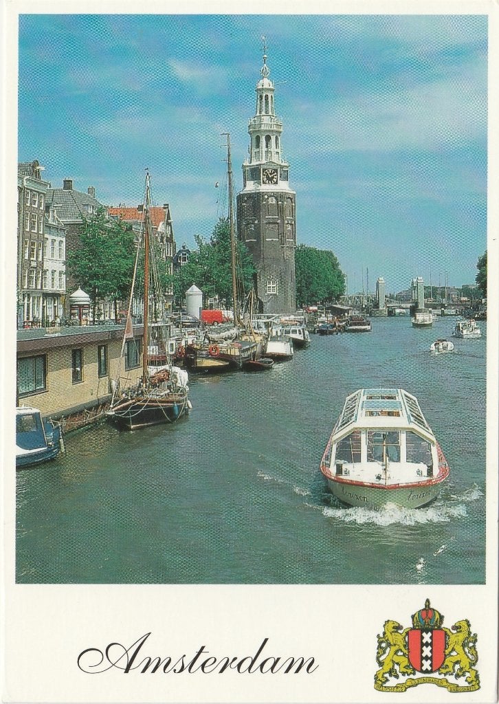 AMSTERDAM Montelbaanstoren met Rondvaartboot, Verzamelen, Verzenden, 1980 tot heden, Gelopen, Noord-Holland