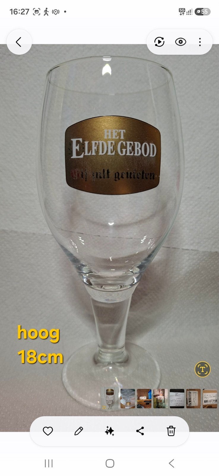 Bierglas 'Het Elfde Gebod' - 18cm hoog, Verzamelen, Ophalen of Verzenden, Zo goed als nieuw
