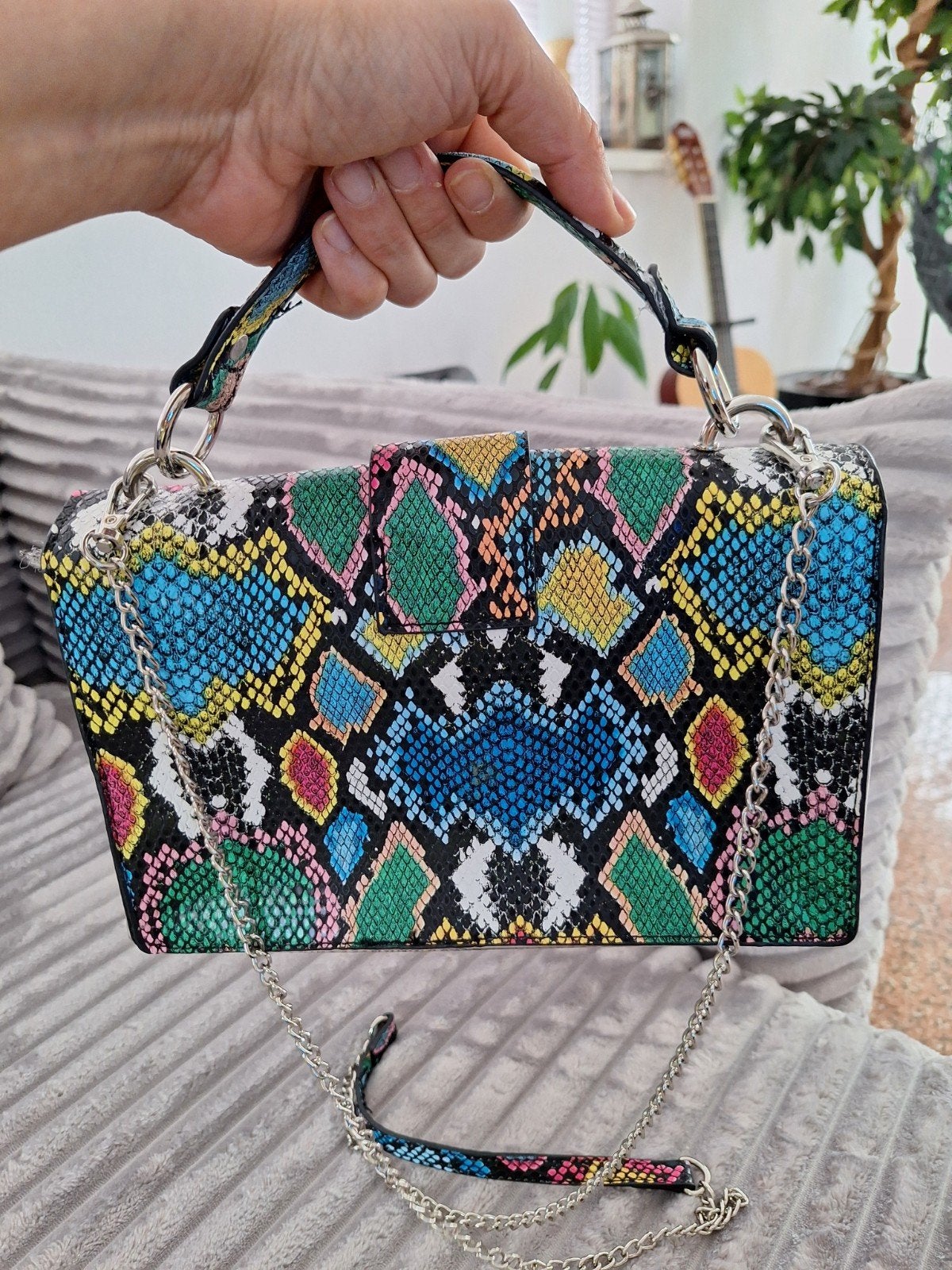 Kleurrijke Slangenprint Schoudertas met Transparant, Sieraden, Tassen en Uiterlijk, Tassen | Damestassen, Ophalen of Verzenden
