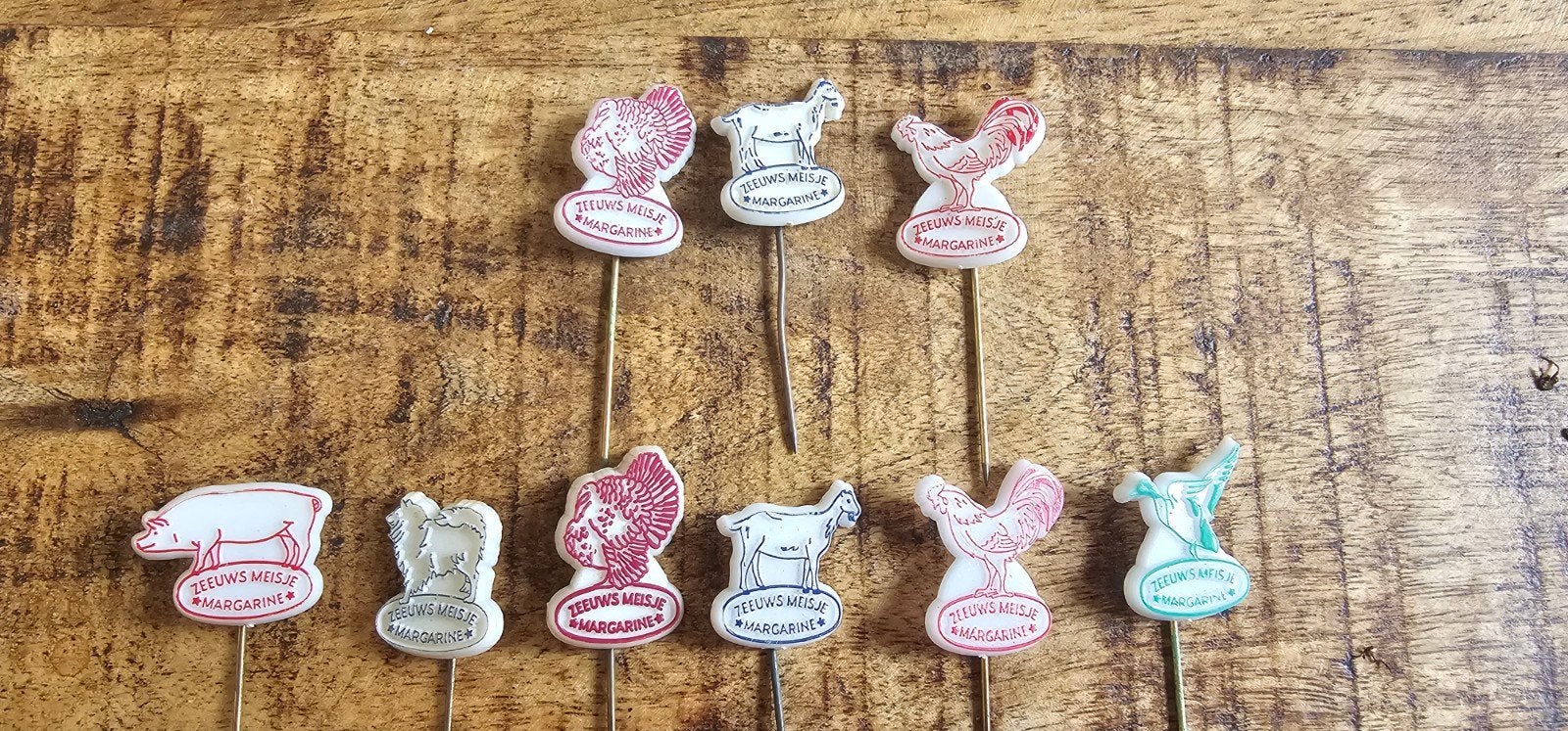 Zeeuws Meisje Margarine Prikkers - 6 Verschillende Figuren, Ophalen of Verzenden, Gebruikt