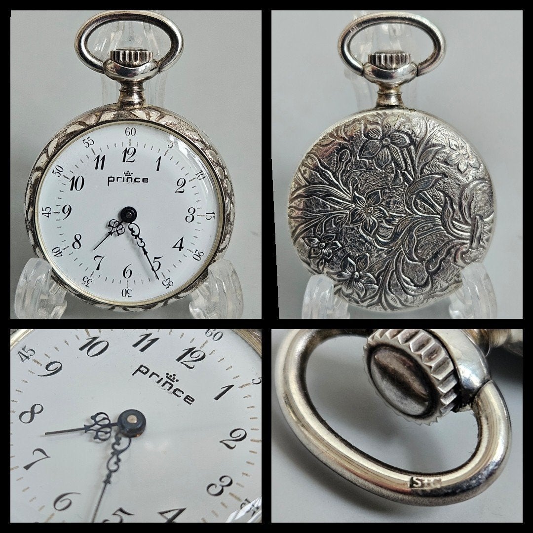 Zilver,  Prince dames zakhorloge in zilveren kast., Antiek en Kunst, Ophalen of Verzenden, Zilver