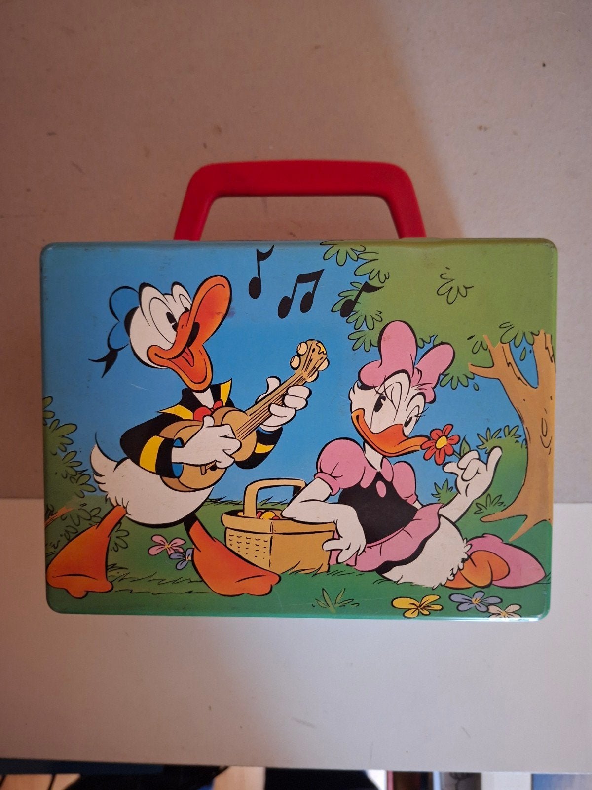 vintage metalen disney lunchtrommel toys poppen, Verzenden, Donald Duck, Overige typen