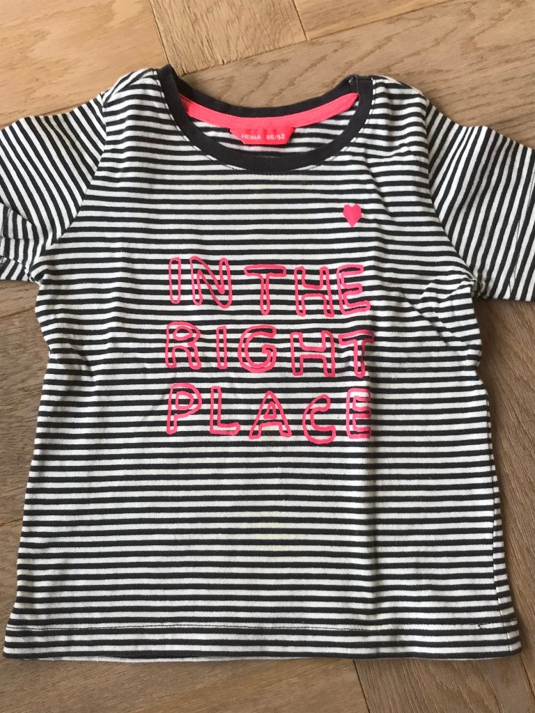 Leuk streepshirt korte mouw hema 86/92, Gebruikt, Meisje, Ophalen of Verzenden, Hema