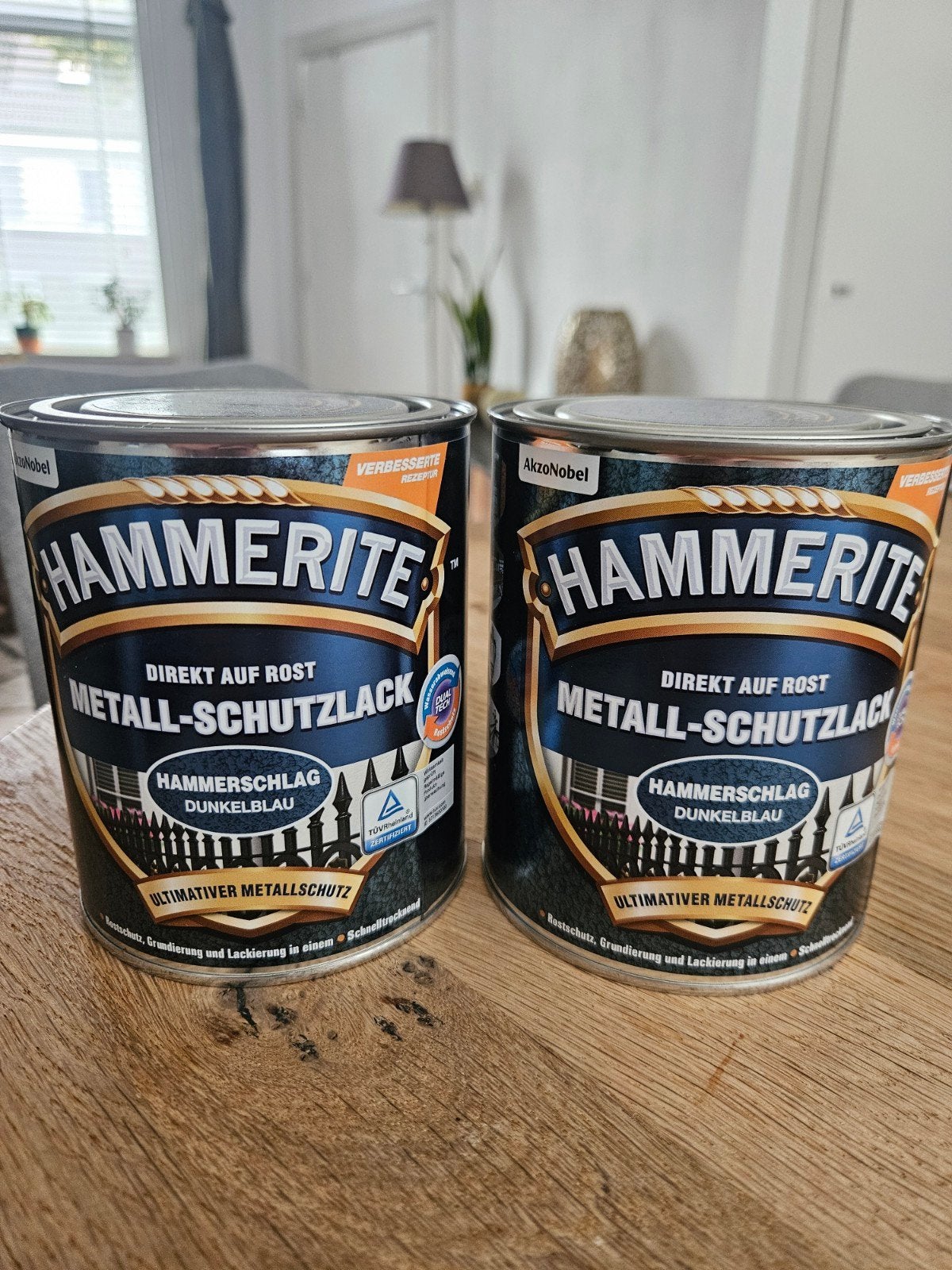 Hammerite metaallak hamerslag donkerblauw (2x 750ml), Ophalen, Blauw, Nieuw, Lak