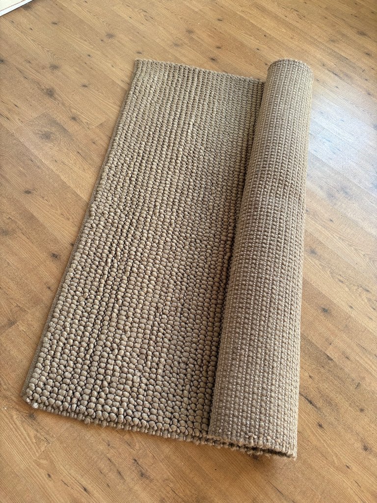 Grof geweven wollen vloerkleed taupe 240 x 170 cm, Huis en Inrichting, Bruin, 150 tot 200 cm, 200 cm of meer, Ophalen of Verzenden
