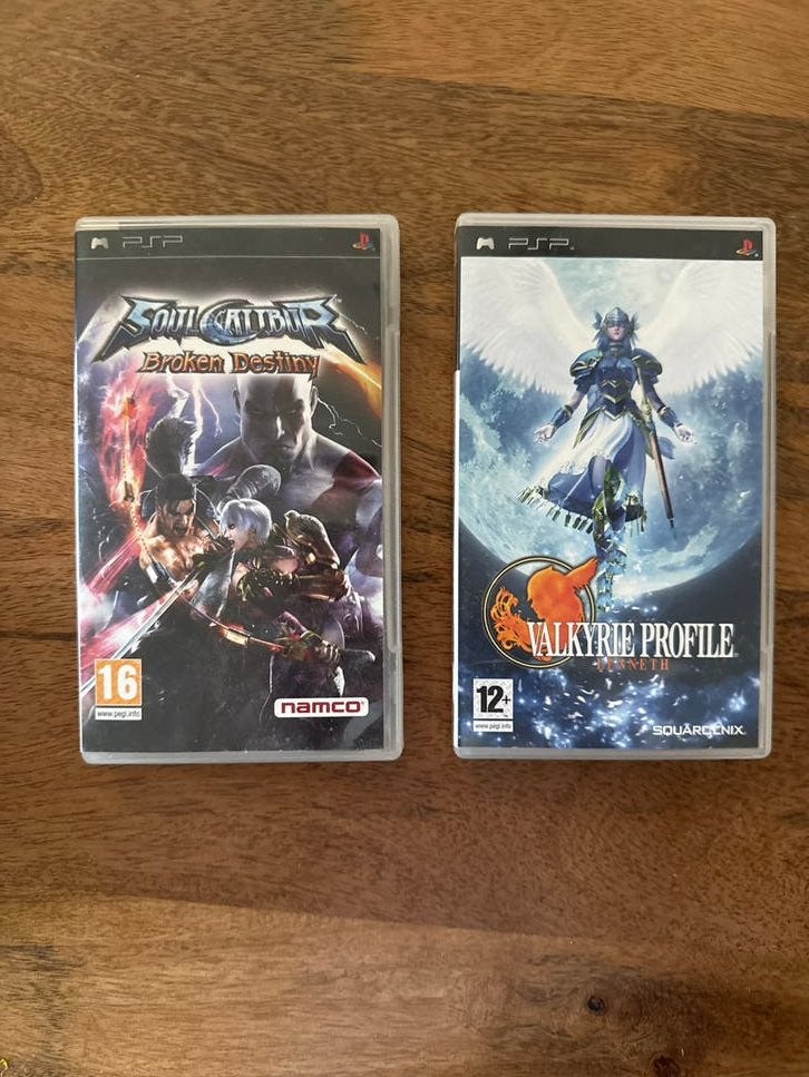 PSP Games: Valkyrie Profile & Soulcalibur Broken Destiny, Spelcomputers en Games, Gebruikt, Verzenden, 1 speler, Role Playing Game (Rpg)