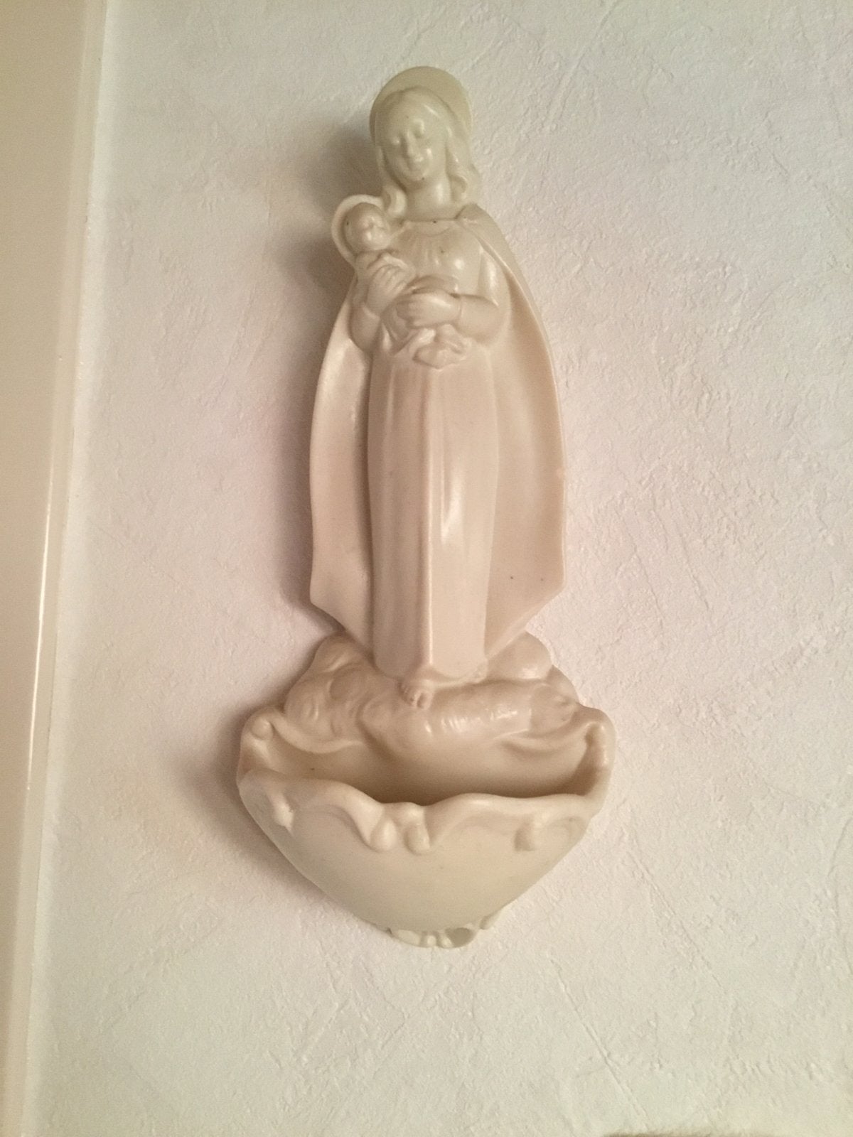 Antiek Wijwatersvat Maria met Kind - 24 cm, Antiek en Kunst, Ophalen of Verzenden