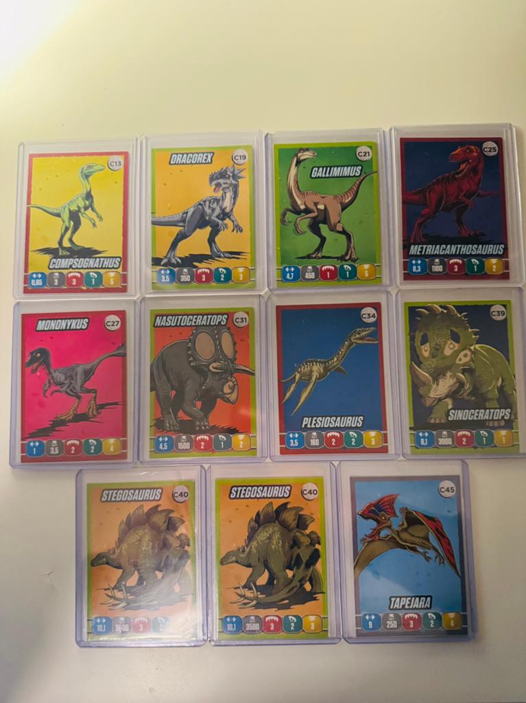 Panini Jurassic World ruilkaarten 11x, Ophalen of Verzenden, Gebruikt, Meerdere kaarten