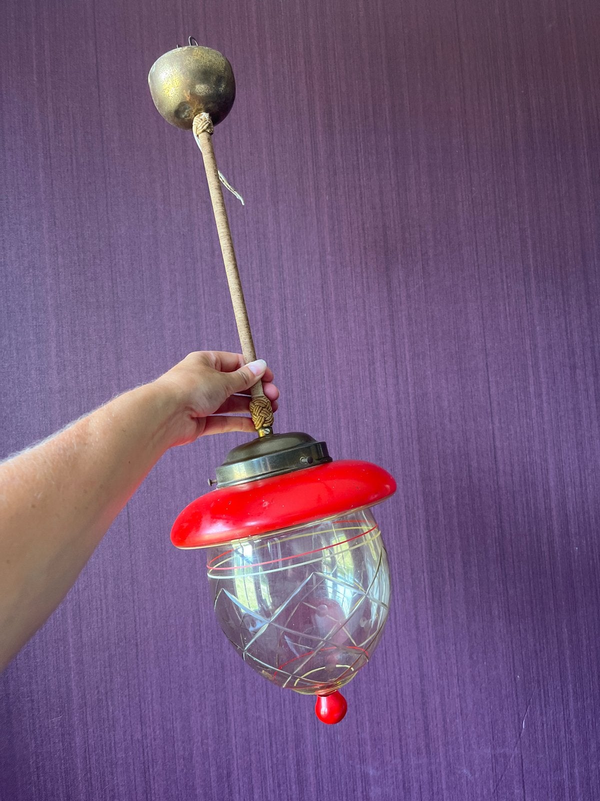 Originele jaren50 plafondlamp ‘Little Strawberry’rockabilly., Ophalen