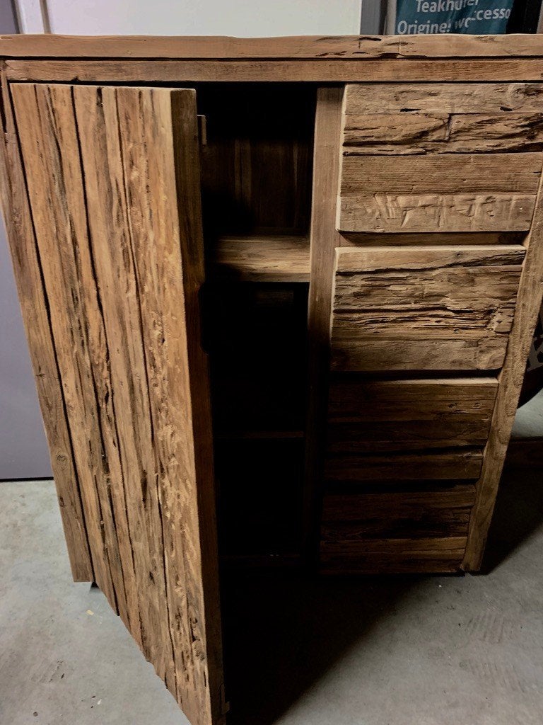 Spekkast extra grof teak, kast, stoer hout, meidenkast, 100 tot 150 cm, 100 tot 150 cm, Teakhout, Nieuw