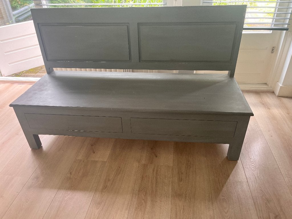 eettafel bankje hout, Ophalen, Gebruikt, Teakhout, 50 tot 100 cm