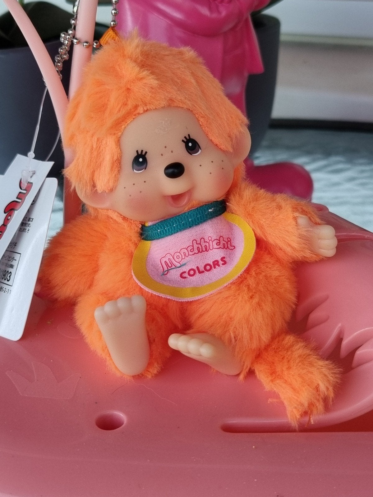 Monchhichi knuffel color roze of lila of oranje, Ophalen of Verzenden, Nieuw