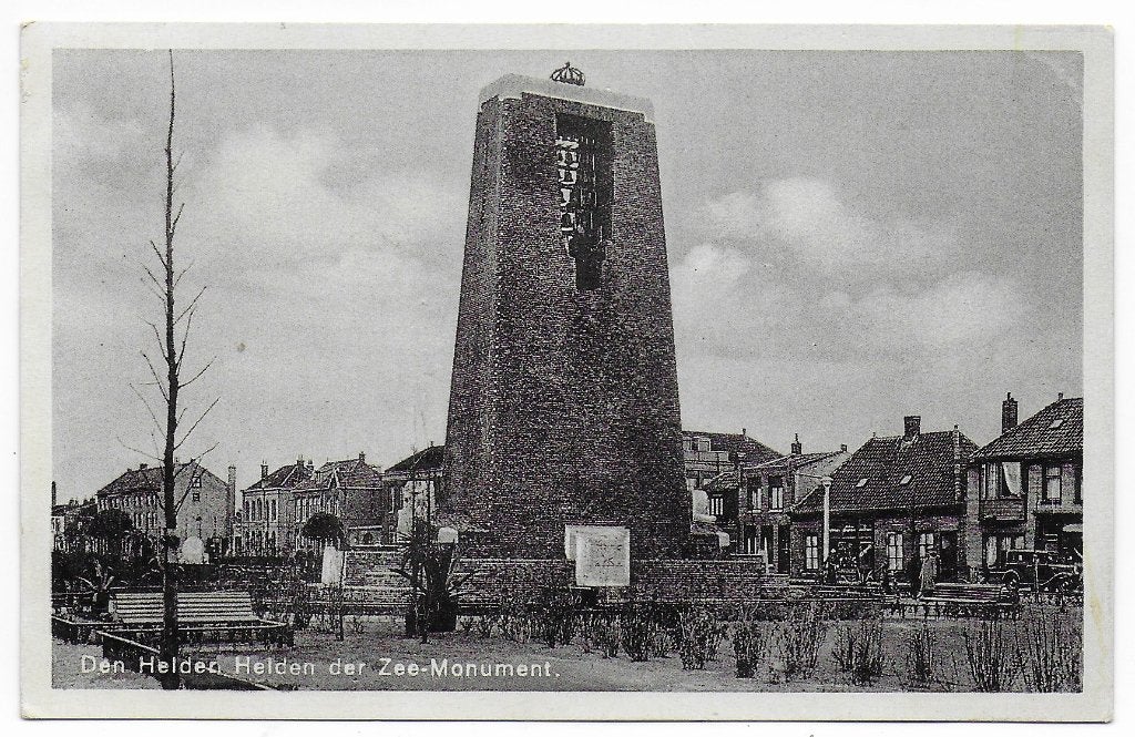 Den helder monument ansichtkaart b7674 uit 1938, Ophalen of Verzenden, 1920 tot 1940, Gelopen, Noord-Holland