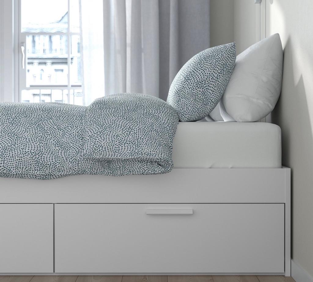 Ikea Brimnes bed 140x200 met lades - Gebruikt, Ophalen, Gebruikt, Wit, Tweepersoons