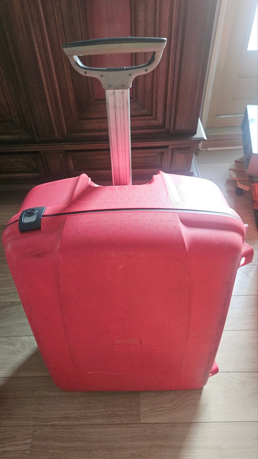 Samsonite koffer - roze met slot en wieltjes, Wieltjes, Gebruikt, 50 tot 60 cm, Hard kunststof