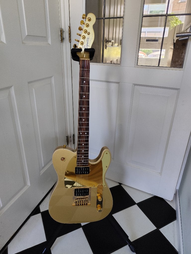 Squier John 5 Telecaster Frost Gold Elektrische Gitaar, Ophalen, Gebruikt, Solid body, Overige merken